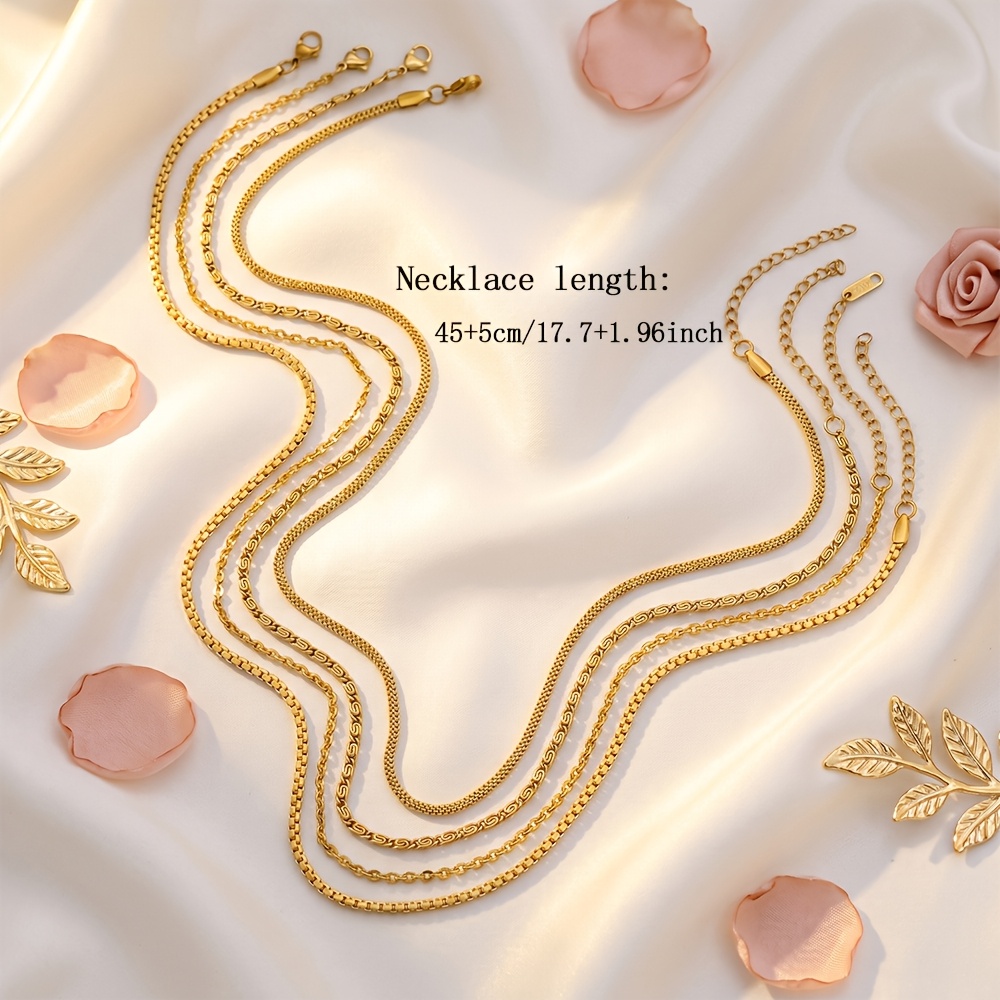 3pcs Premium Luxury Stainless Steel Women's Necklaces Set